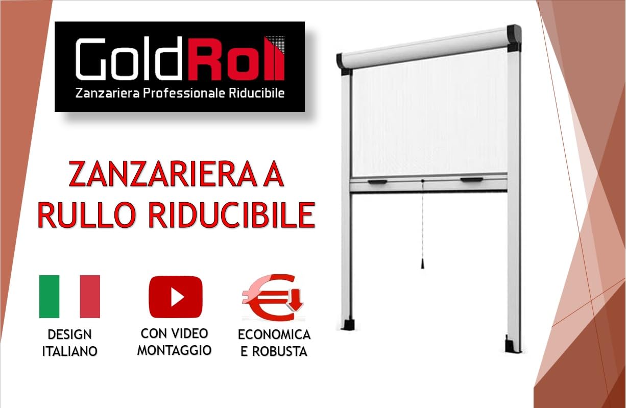 Zanzariera Verticale Riducibile 100 x 250 MARRONE fai da te a Rullo in kit