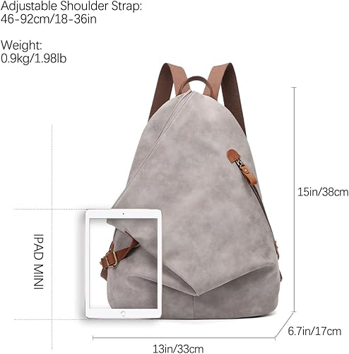 Miniatura 2 de KL928 Mochila vintage de lona  Mochila grande informal para viajes al aire libre, mochila de senderismo para hombres y mujeres, 6882-PU-Leaden