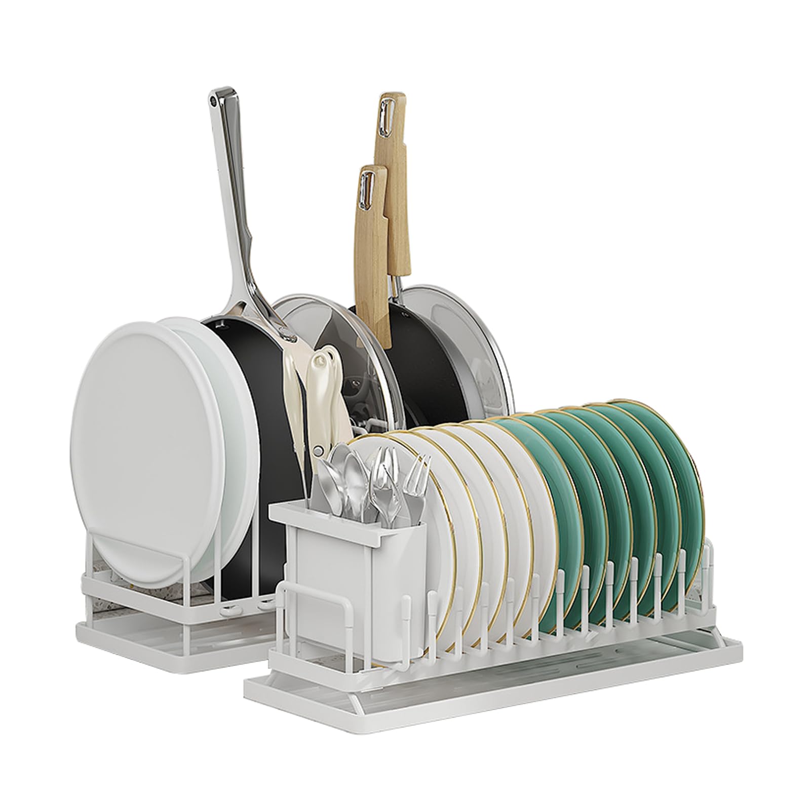 GLJTUO Large Outdoor Dish Drying Rack with Utensil Holder and Sink Drainer for Kitchen Counter Space Saving (White),White