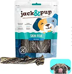 Petisco Skin Fish 50g Escama de Peixe Petisco Para Cachorro Cães 100% Natural Saboroso Crocante Rico em Ômega 3 Jack e Pup