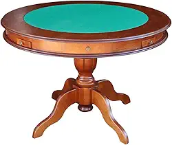 Mesa de Jogos Carteado 4 Lugares J-Bonomo Redonda Tampo Reversível com Gavetas e Porta Copos Imbuia - Gran Belo