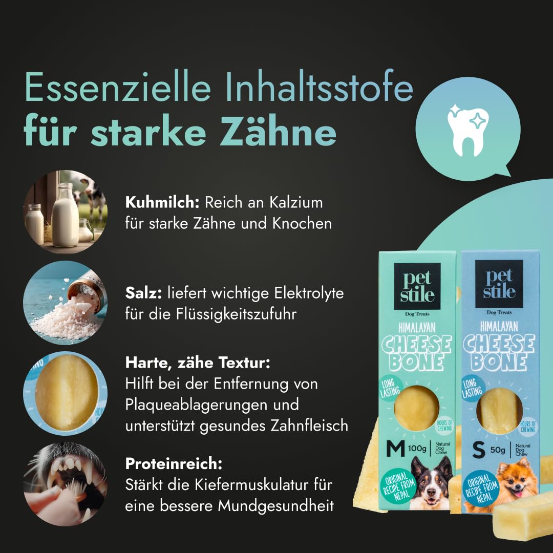 Himalaya-Käseknochen für Hunde, Natürlicher hartkäse Kausnack aus 100% Bio-Milch, Kaukäse, Kauknochen für Welpen und kleine Hunde, Zahnpflege und Langeweilebekämpfung