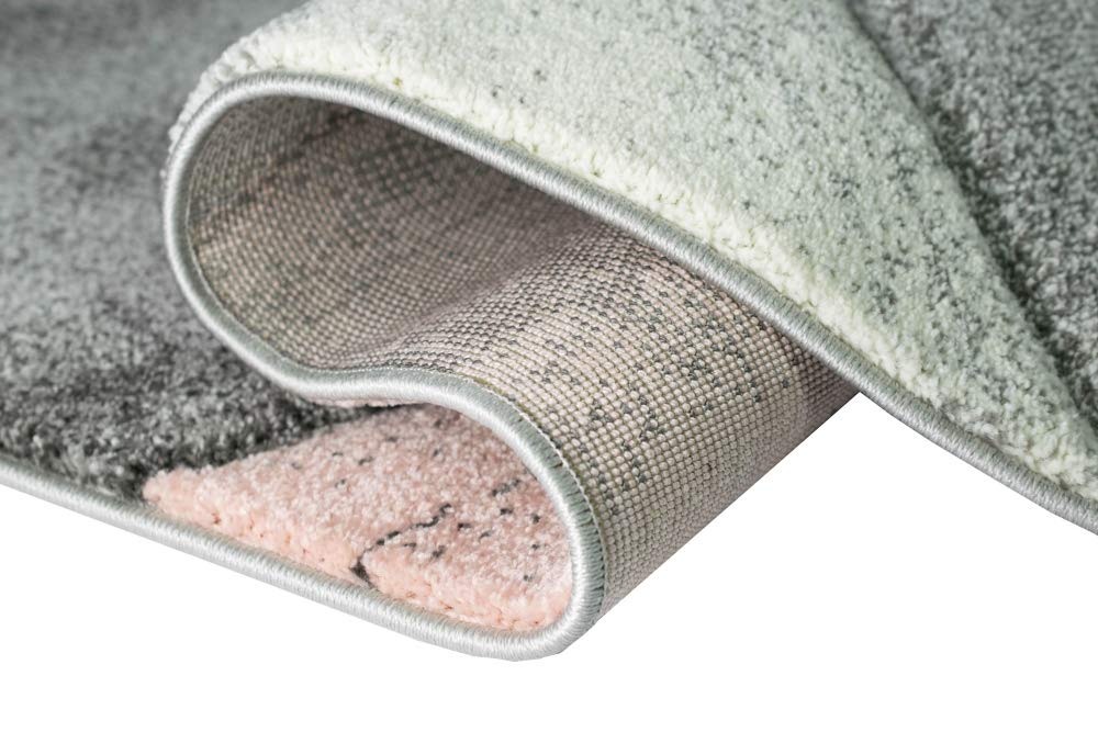 CARPETIA Tapis Moderne Tapis Salon Vagues Rose Gris Pastel Größe 140x200 cm