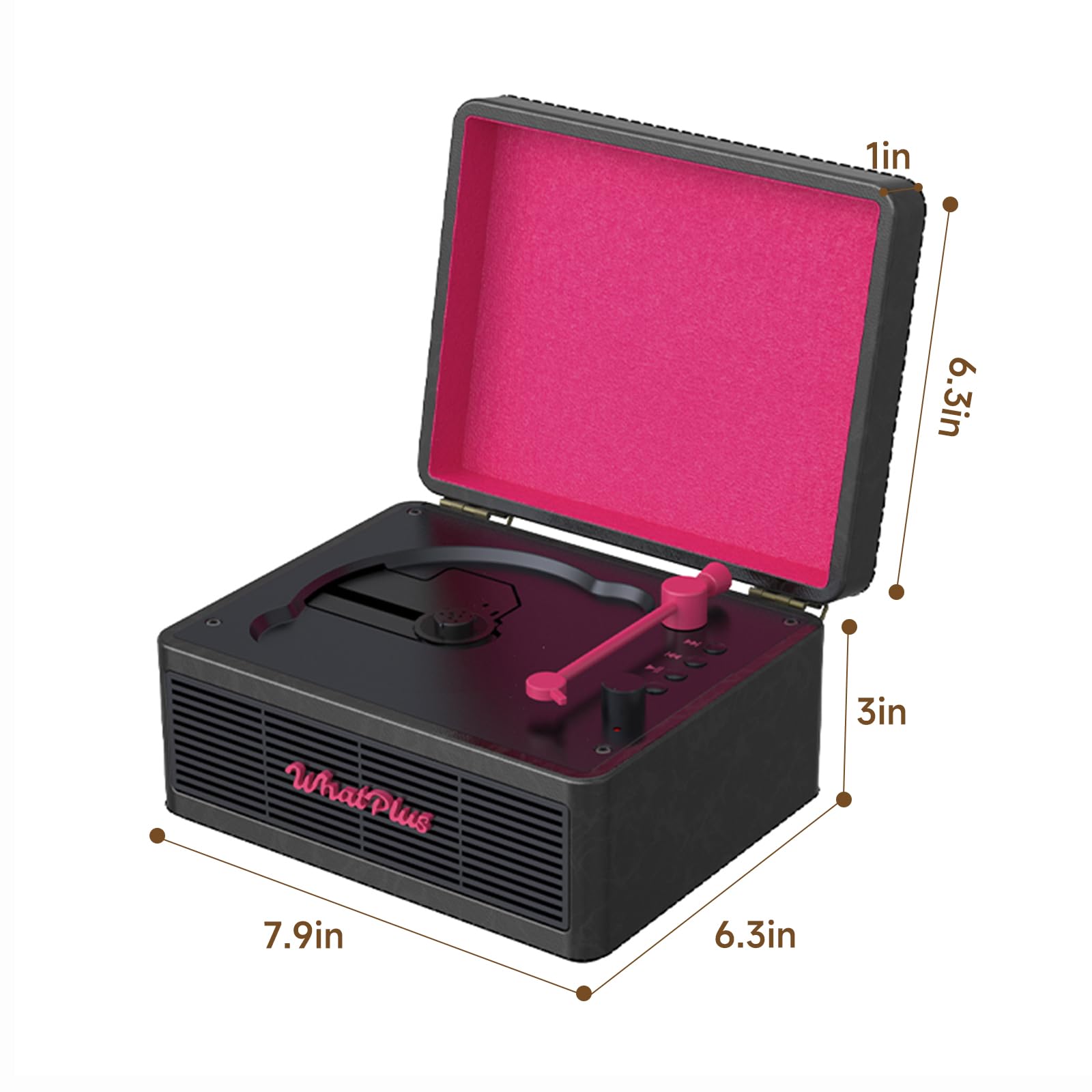 Lecteur CD portable avec Bluetooth 5.2, batterie rechargeable et haut-parleurs intégrés – Design rétro de valise Hi-Fi pour décoration de maison, support AUX/carte TF – Cadeau idéal (Noir