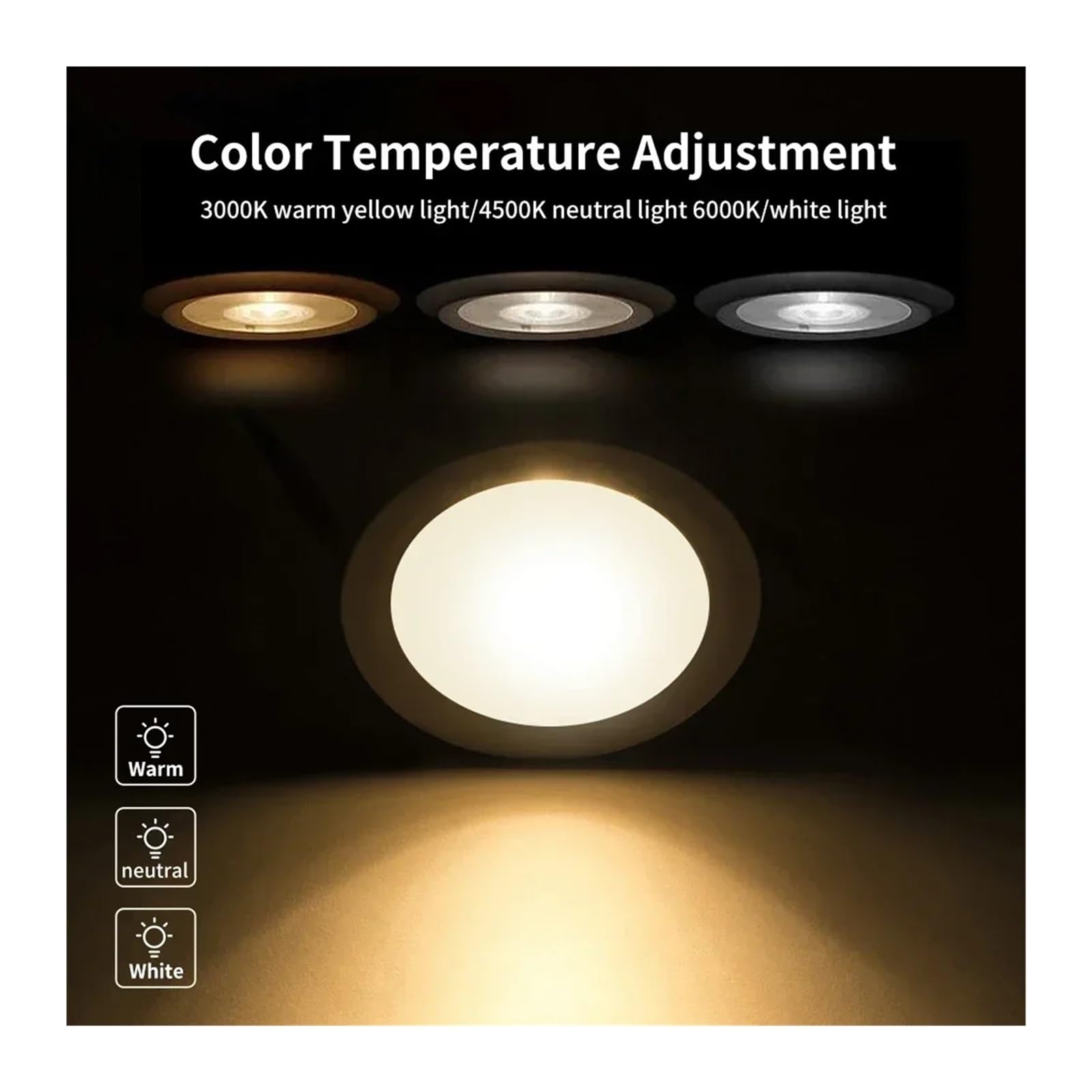 Genérico LXIN tuya Downlight WIFI, foco de atenuación LED inteligente 7/9/12/15, 2700-6500k RGBCW Color cálido frío, voz con Alexa Google Home(3 piece pack,7W HOLE 75-90MM_WIFI VERSION)