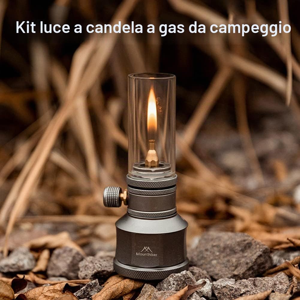 Lanterna a gas per esterni Kit a lume di candela Lampada da campeggio Lampada per lanterna a gas propano butano per esterni Lampada a candela con asta di prolunga per serbatoio vuoto Lanterna a gas