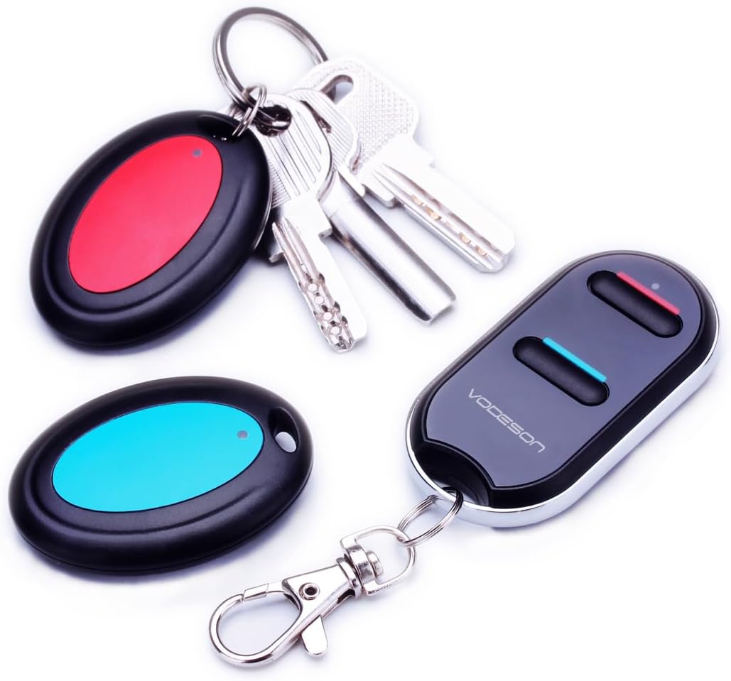 – Key Finder,Vodeson Remote Control Finder, Easy to Use Suitable for The Elderly wireless Key Locator Device,Whistle find keys wallet Phone Finder,Item cat pet Tracker (2 receivers)