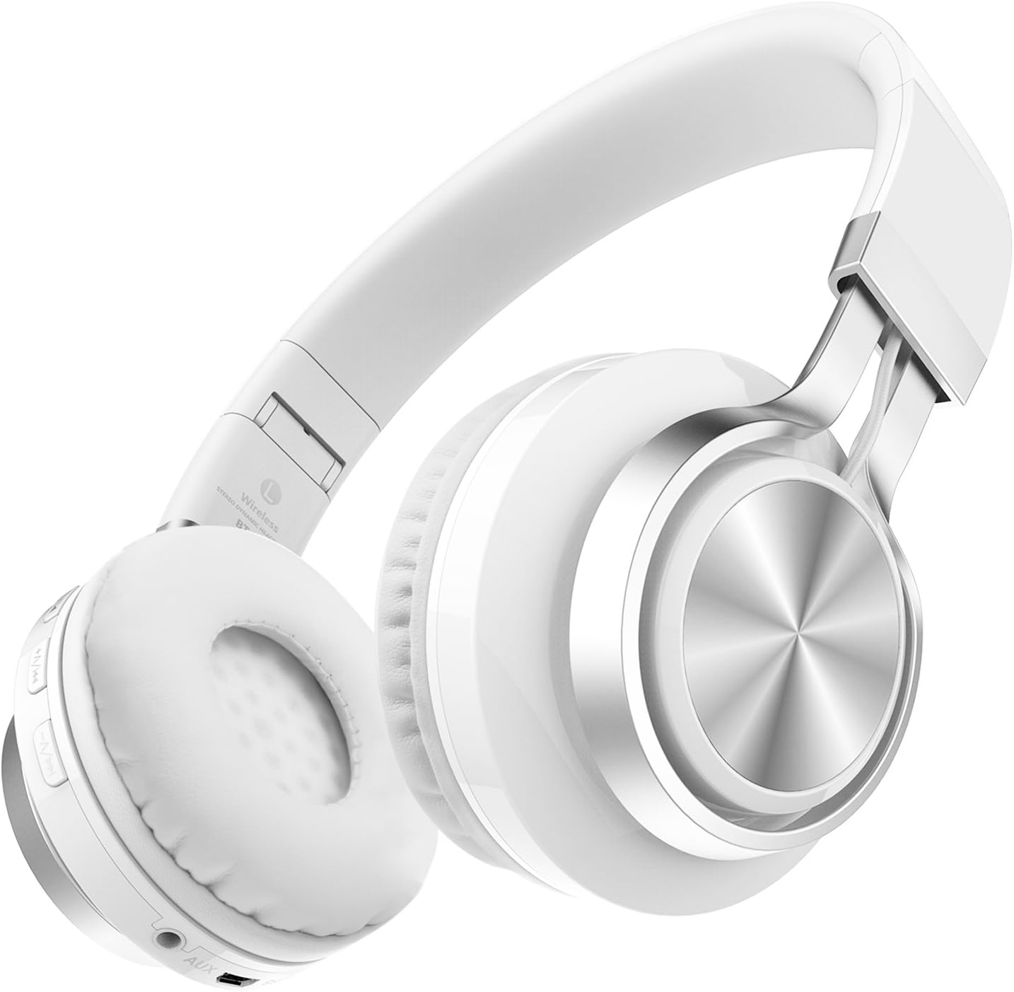 Darkiron Wireless Bluetooth Headphones with Built-in Microphone, Foldable, Creative and Best Bluetooth Headsets Over-Ear , Support TF Card & FM Radio with Extra Audio Cable for Most Smart phones, iphone, Laptop, TV and Other Bluetooth 4.0 Devices (White)