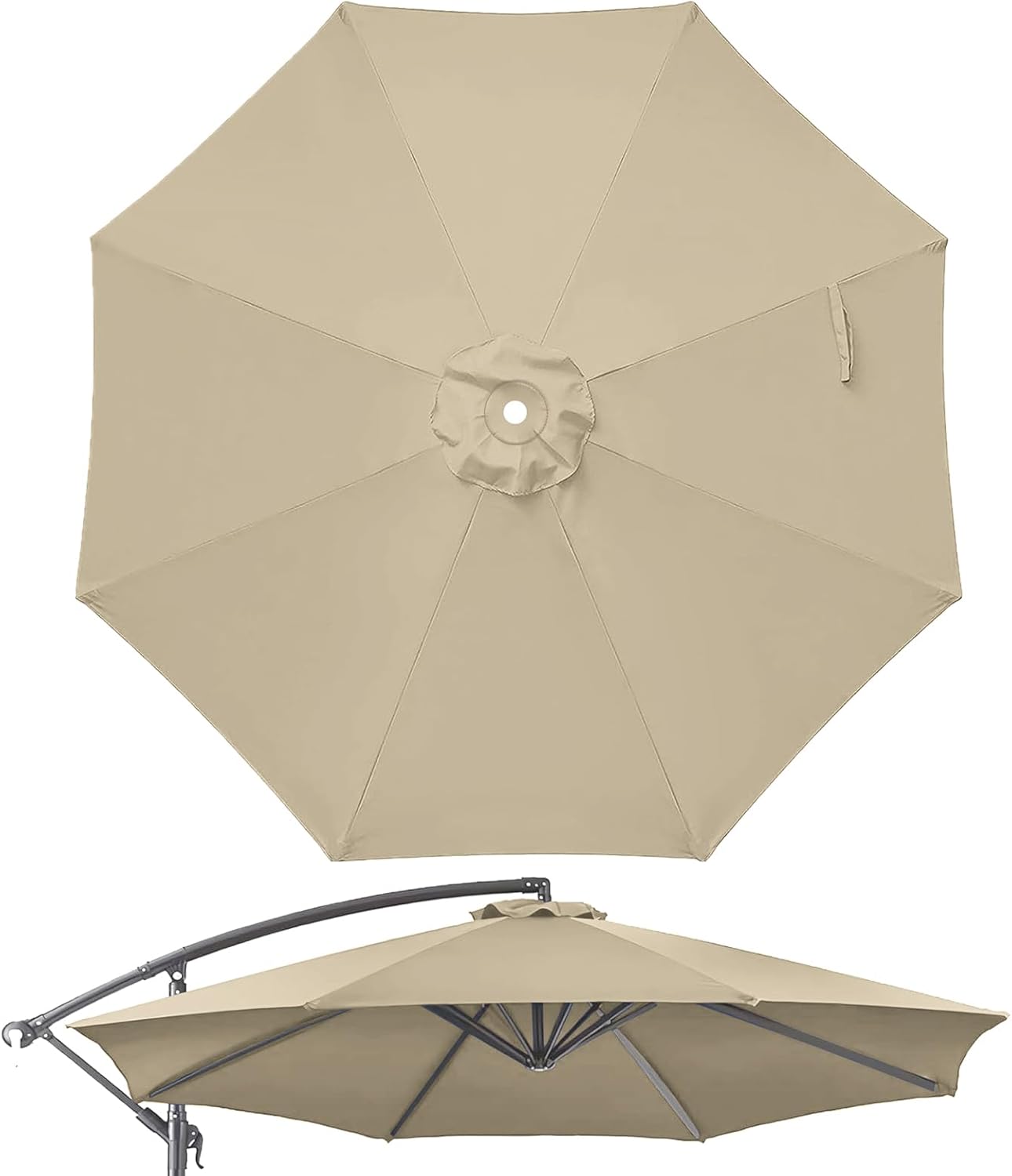 10ft Patio Umbrella Replacement Canopy for 8 ribs, Fits Hanging Offset Cantilever Market Outdoor Patio Shades，Canopy Only
