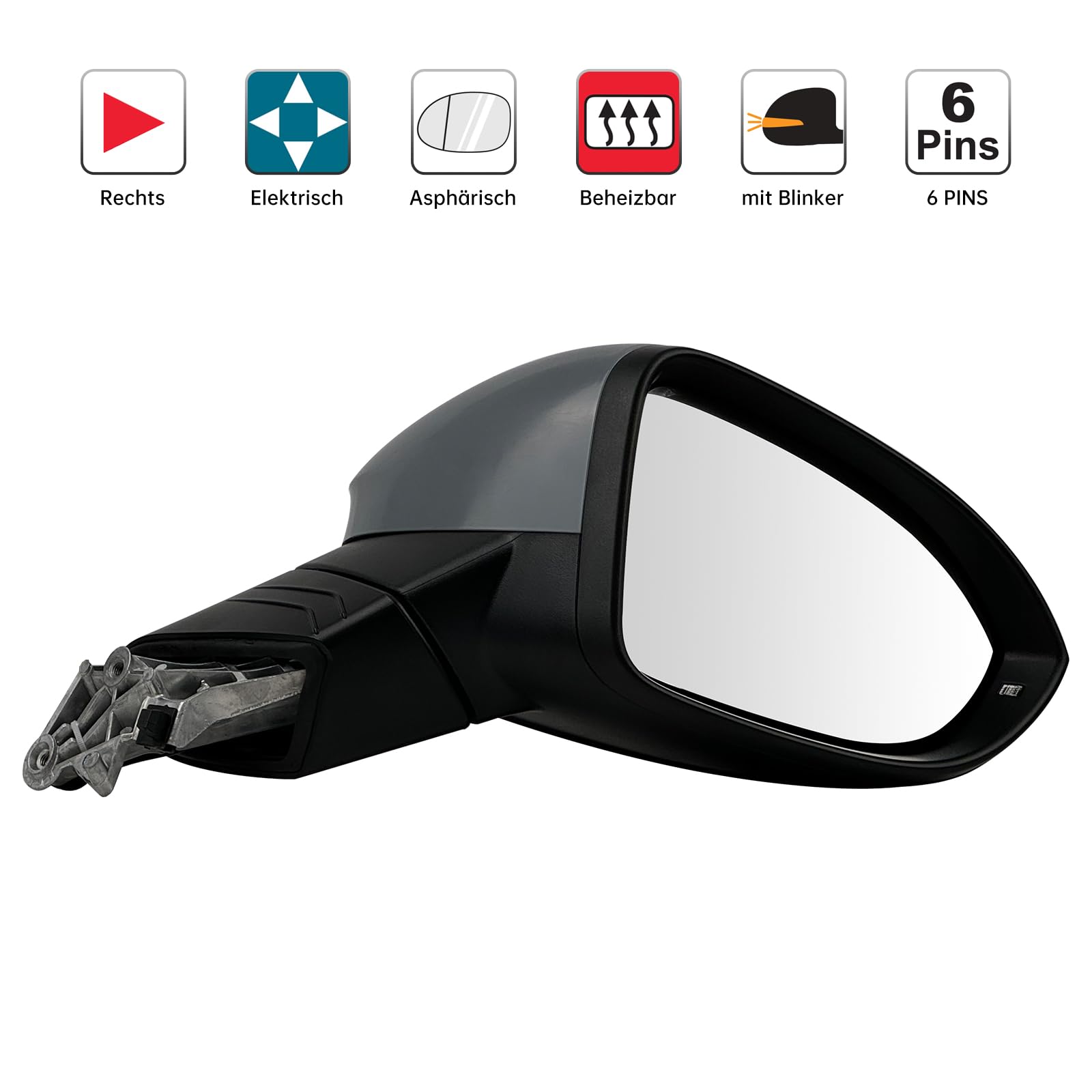Specchietto retrovisore per vw golf 8 anno di costruzione 2019- Specchio elettrico riscaldabile accessori Con Indicatore di direzione sinistro lato guidatore 6 pin