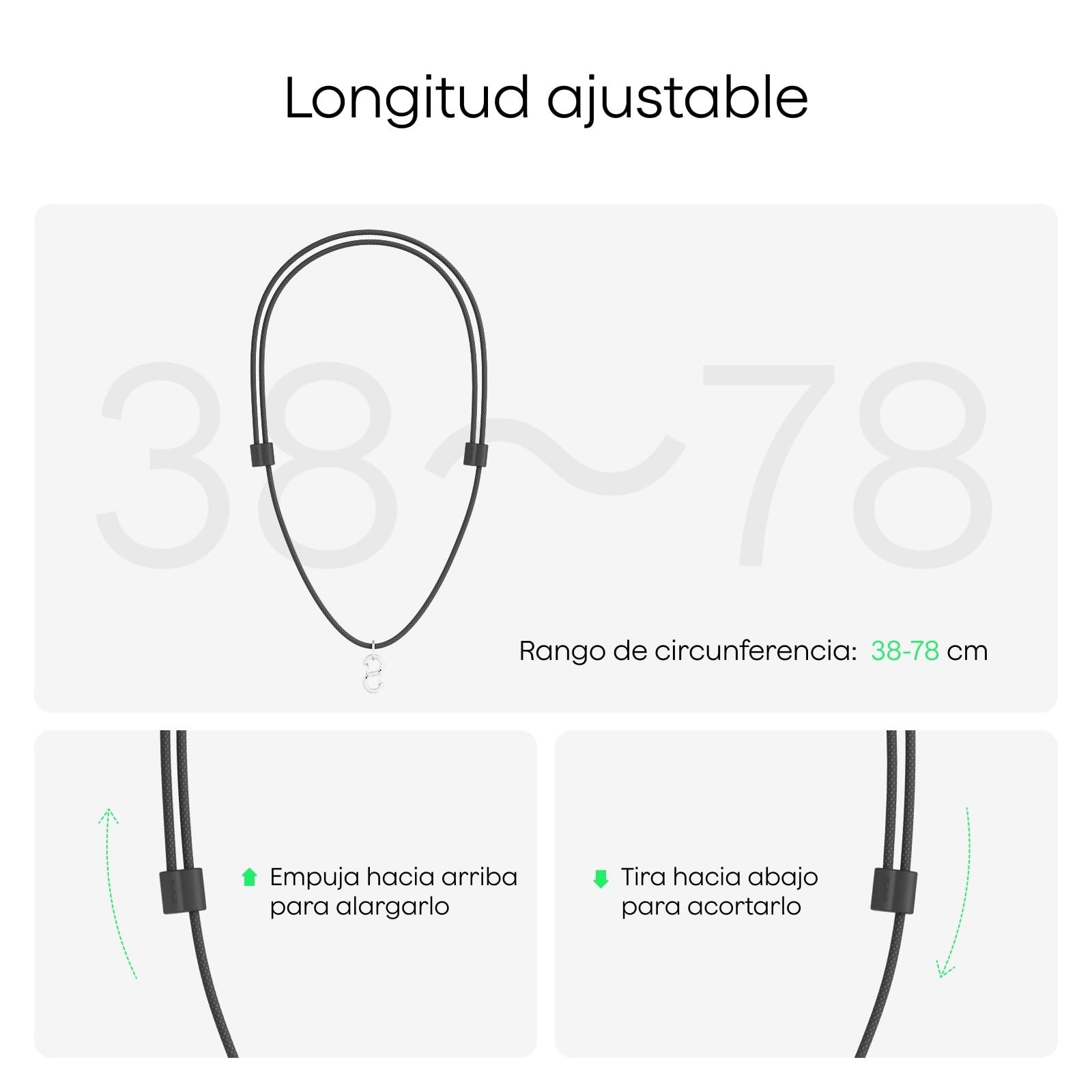 Accesorios de Reemplazo para Plaud NotePin y Plaud NotePin S, Cuerda de Cuello Ajustable de Nylon con Gancho de Seguridad de Aleación (20.3-38.1 cm), Negro