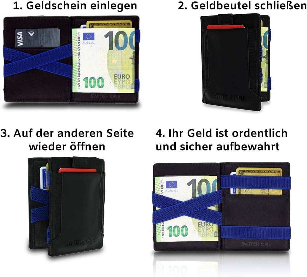 Maverick Switch One Magic Wallet mit Münzfach – Echtleder Geldbörse für Herren & Damen | Karten, Scheine & Münzen in einem | RFID Schutz | Inkl. Geschenkbox