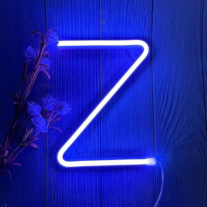 Blue Neon Sign Light Letters - Battery/USB Powered - easily mounted on walls Bedroom Wedding Birthday Christmas Decorations Neon Sign Lights for Graduation Festive Ambiance Lights Sign(Letters Z) — image 1