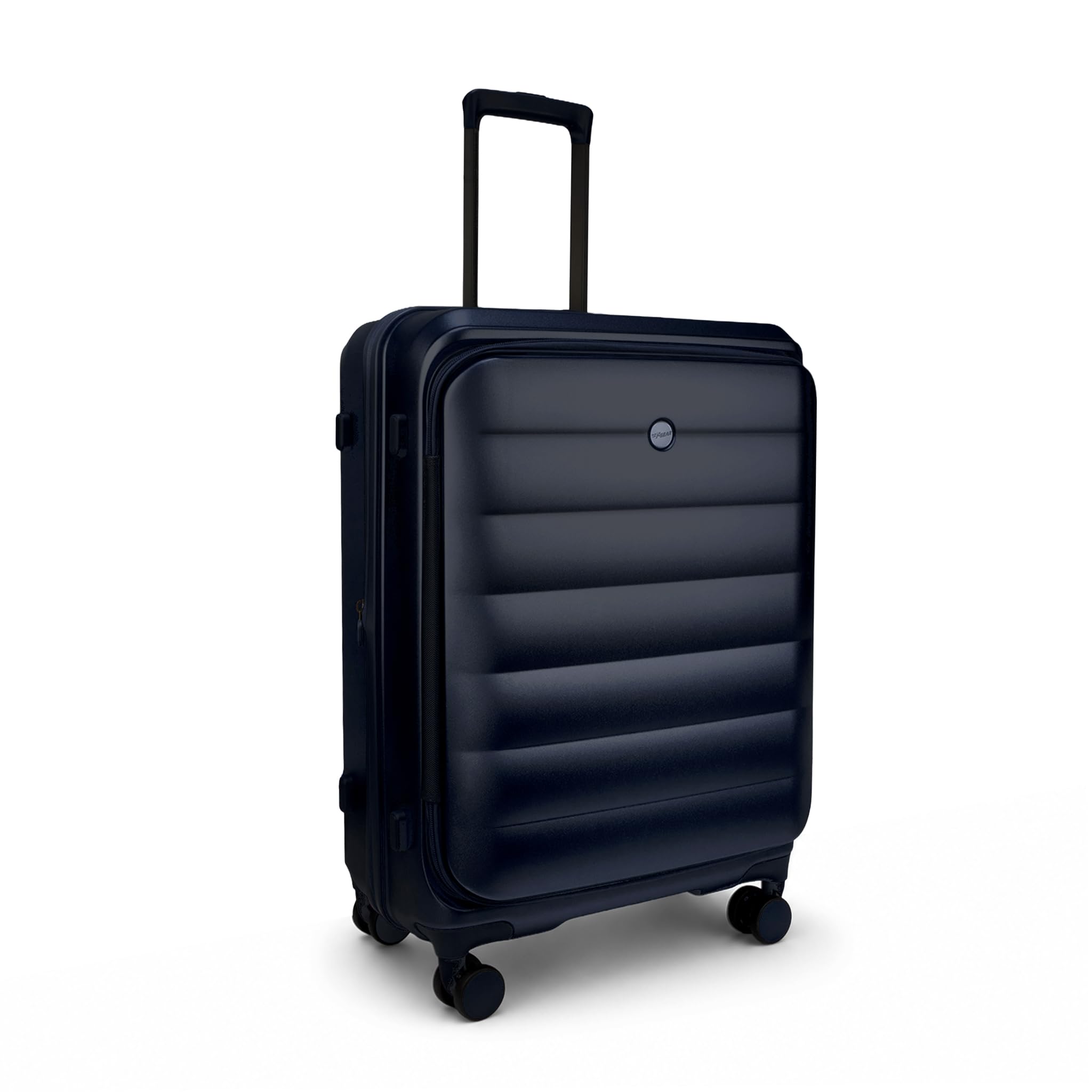Valencia 65cm Medium German Makrolon Polycarbonate, Front-Opening Hard Luggage | 8 Super Silent 360° Spinner Wheels, Check-in Suitcase for Travel | Expandable, Lightweight, TSA Lock | Navy