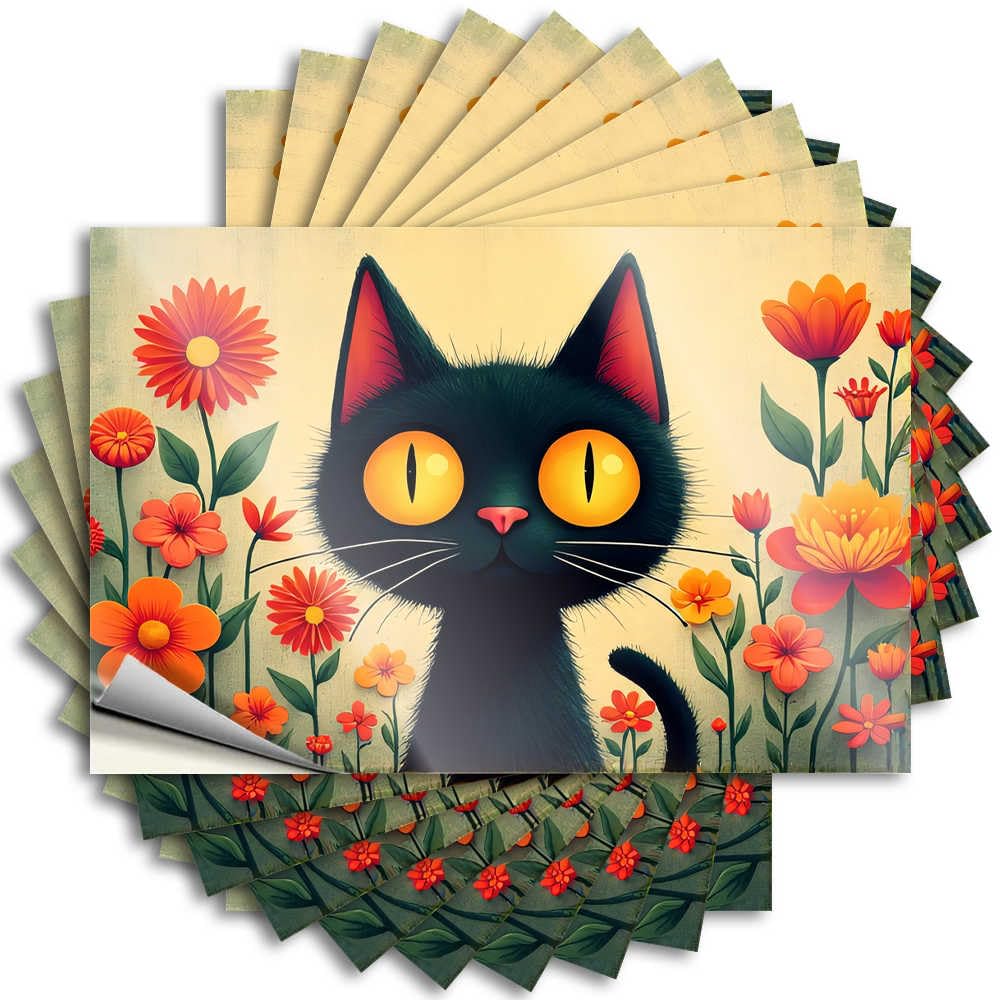 Rock Bumper, House Accessories for Home Water Black Cat in A Garden of Orange Flowers | Funny Quote Beer Decals(8X12CM)