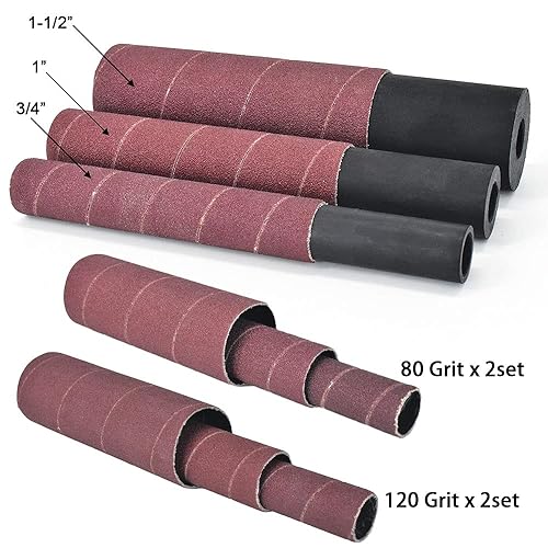 Miniatura 3 de scottchen PRO Adaptador de lijadora de husillo de 4-12" x 12" con kit de tambor de lijado de goma OD 34", 1", 1-12" y mangas de papel de lija #