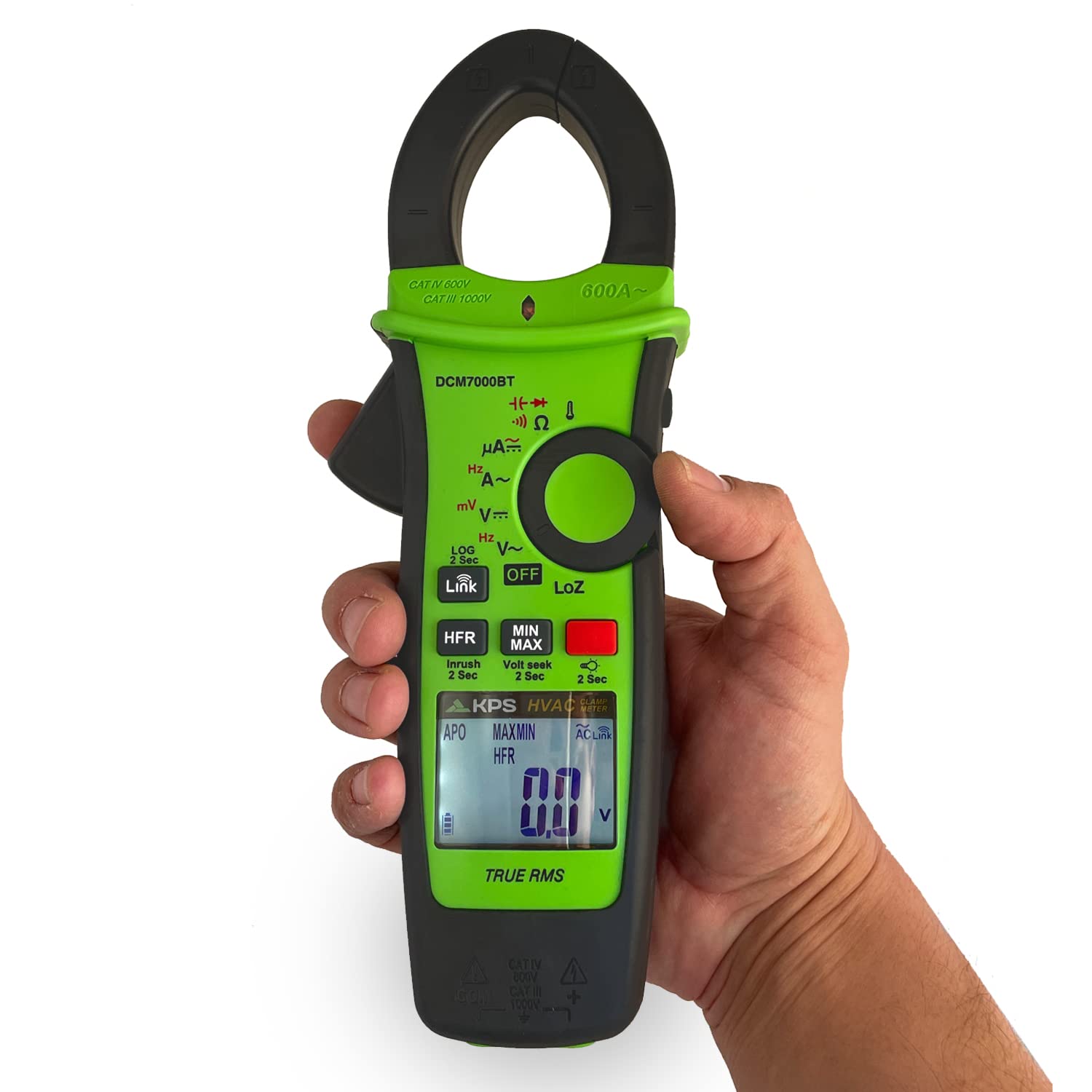 KPS-DCM7000BT Pinza Amperimétrica TRMS con Bluetooth para sistemas de Calefacción, Ventilación y Aire Acondicionado (HVAC) CAT.IV