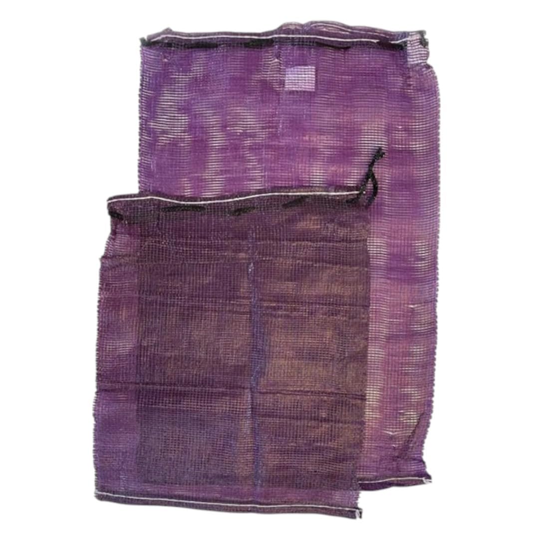 Large (55cm x 80cm) Purple UV Resistant Polypropylene Drawstring Mesh Storage Net Bags for Fruit + Vegetables, Firewood or Logs - Red Onion Bags for Storing - Leno Net Sacks for Aubergines - 500