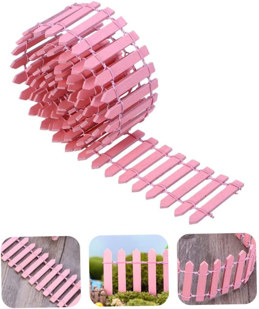 Miniature Garden Fence Wooden Yard Micro Landscape DIY Art Craft Decor 5x100cm Pink Miniature Garden Fence,Mini Wooden Fence,Miniature Yard Fence Decor,Miniature Micro Landscape Wooden Fence,Fairy