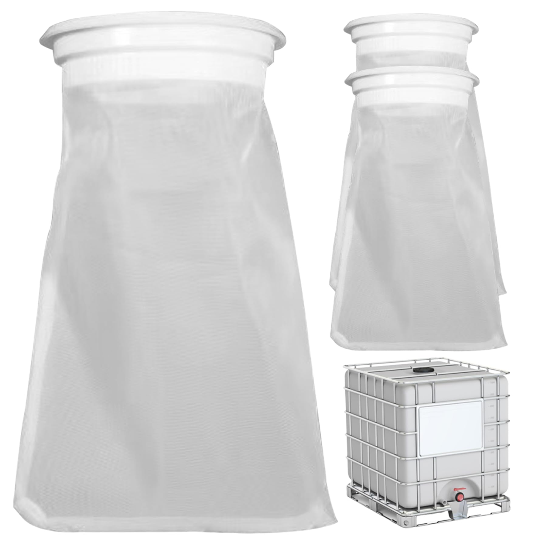 Filtros para IBC (3 Unidades, 5, 3" x 250 mm), Tapa de Malla Fina, Filtro de Nailon Lavable y Reutilizable, Repuesto para Agua de Lluvia, Accesorios para barriles de Lluvia.