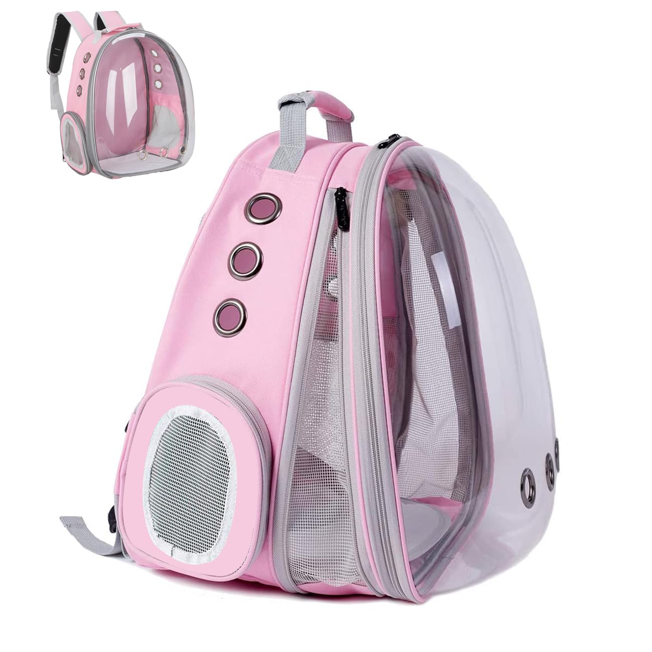 Mochila para Gatos,Mochila Gato,Mochila Cápsula para Mascotas,Mochilas para Gatos y Perro Transportin Gato Expandible y Plegable para Viajar en Tren/automóvil (Pink, Front Extension)