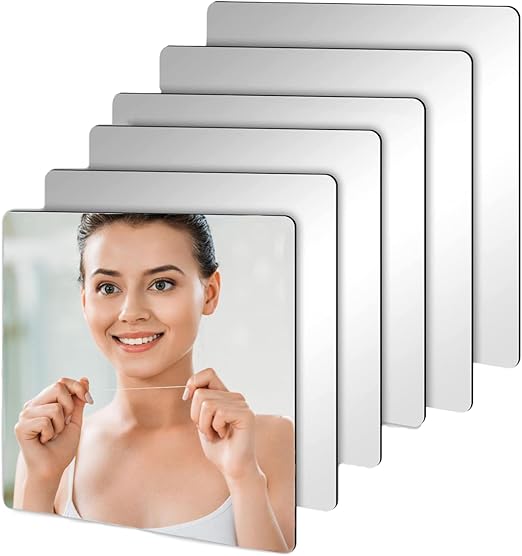 DONGDA Acrylic Stick on Mirror Flexible, 4PCS Self Adhesive Mirror High Clear Frameless Mirror
