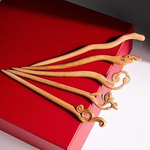 Miniatura 6 de Palillos de madera para el cabello, estilo chino, vintage, simple, hechos a mano, palillos para el cabello, horquillas para el cabello, accesorios