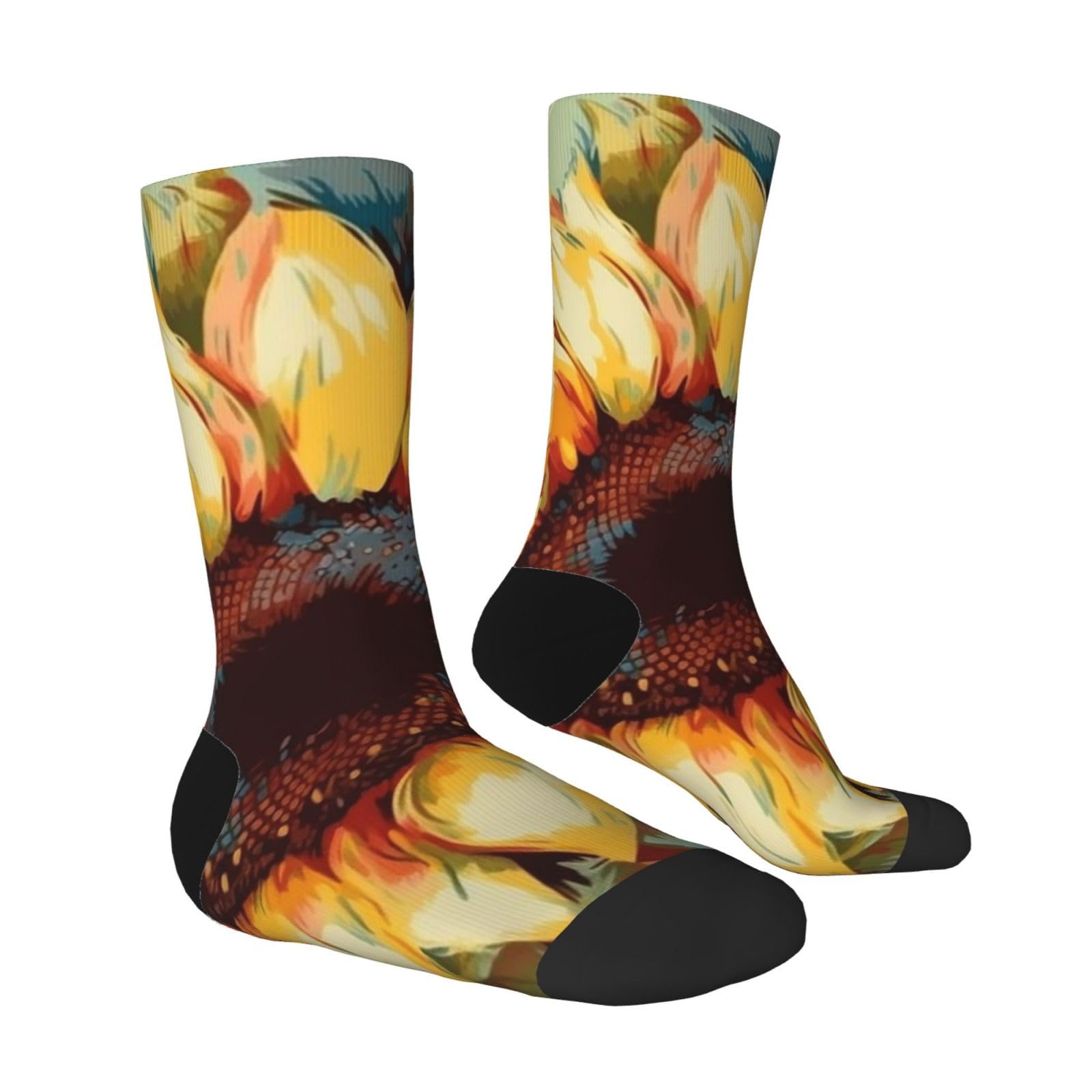 LZQPOEAS Color painting sunflower Athletic Socks Unisex Cushioned Crew Socks Hiking Running Calf Sock Soft Above Ankle Sock