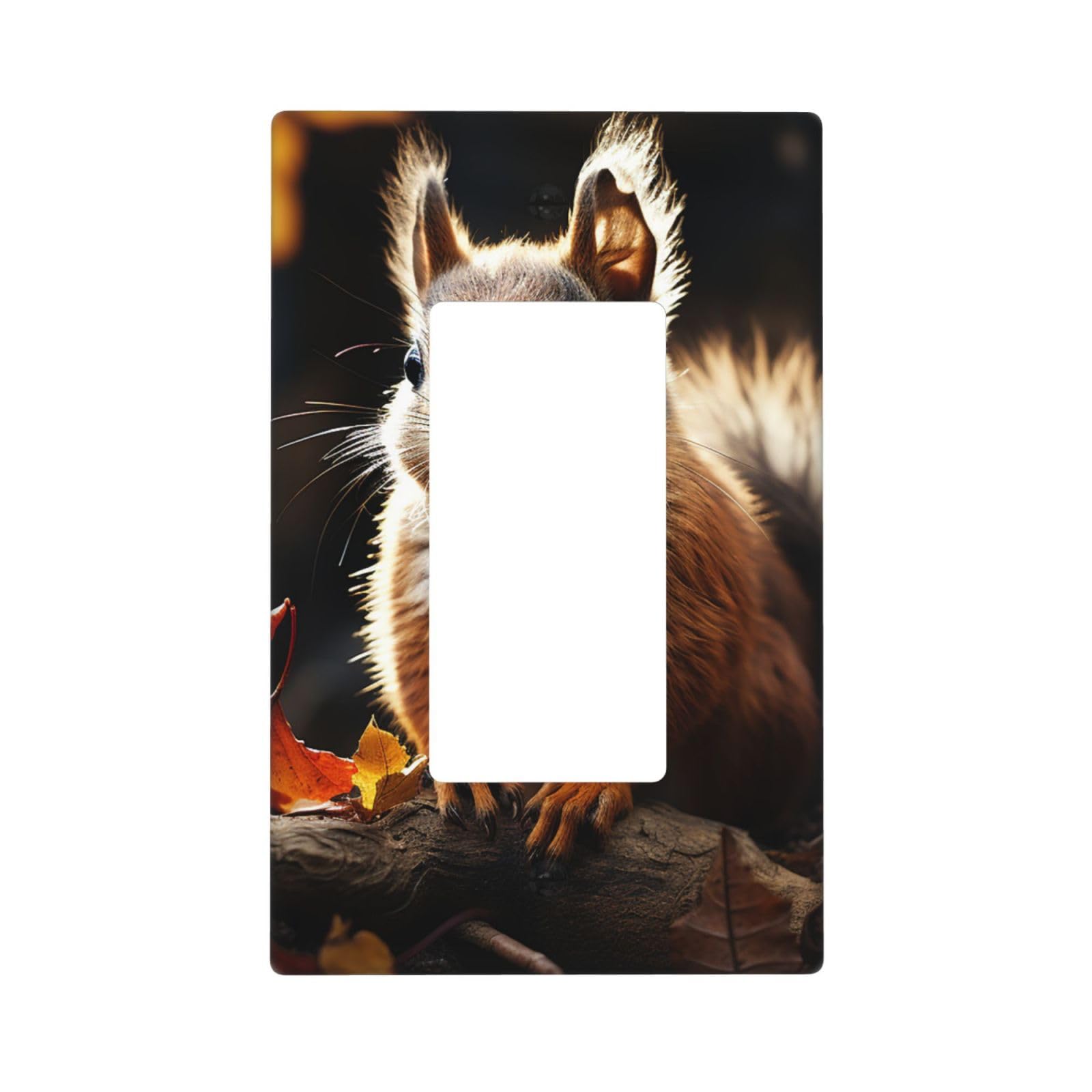 Decorator Wall Plate 1 Gang Light Switch Covers Decorator Receptacle Outlet Covers Squirrel in the Woods Wall Plates for Electrical Outlets Plug Cover Single Rocker Switch Plates