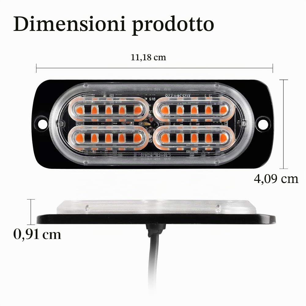 4X 20LED Ambra Luci Led auto 12-24V Luci Stroboscopiche Emergenza per Auto Camion per veicoli da costruzione Furgone