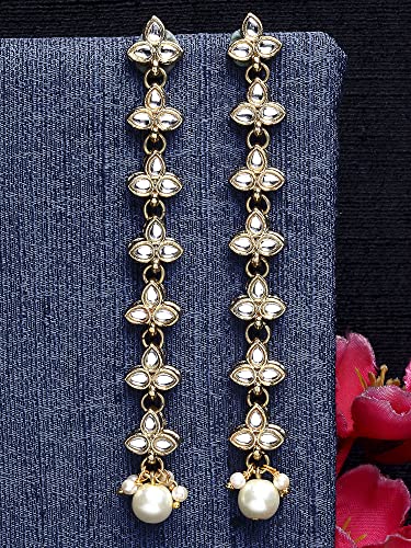 Image of Karatcart Black Beads Long Drop Earrings For womens