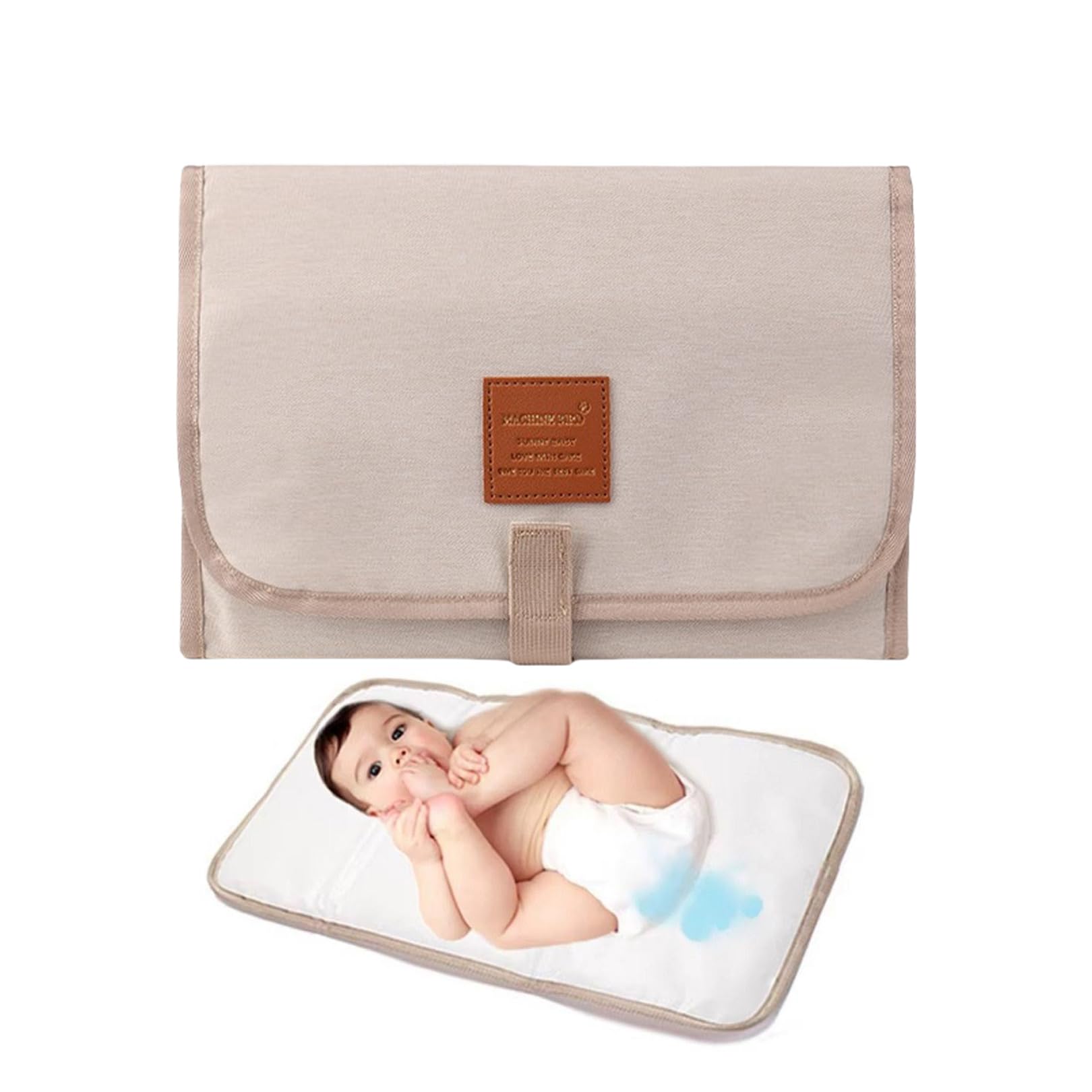 Portable Baby Changing Mat Travel,Babys Changing Mats Foldable,Lightweight,Foldables Nappy Change Cushion,Waterproof and Compact Nappy Mat,Home Outside Baby Clean Mats(Ivory-White)