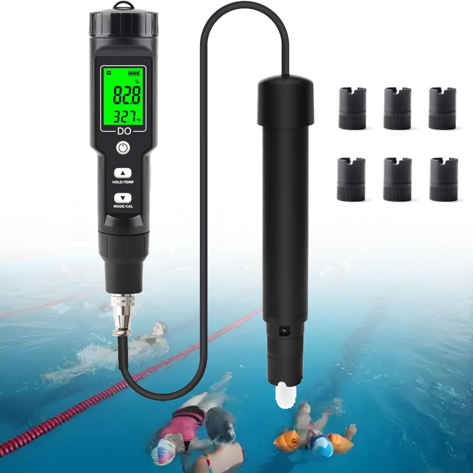 Sauerstofftest-Kit, Smart Bluetooth Sauerstoffmessgerät, tragbares Sauerstoffmessgerät mit einem Messbereich von 0,0–40 mg/l, für Kläranlagen und Labore