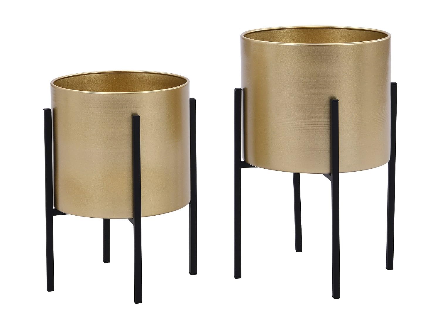 Vente-unique - Übertopf 2er-Set Edmee - Metall Schwarz, Goldfarben
