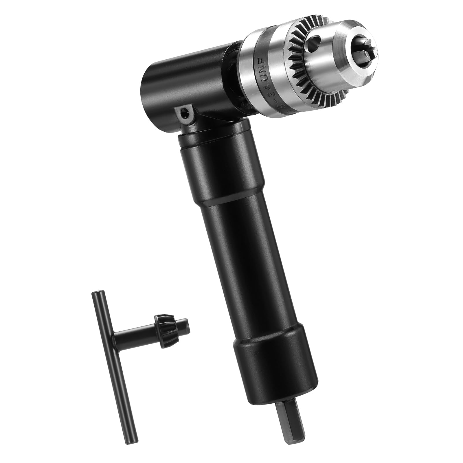 HSEAMALL Right Angle Drill Attachment, 90-Degree Chuck, 1-10mm Range, 8mm Hex Shank, Silver, 1-10mm Metal chuck