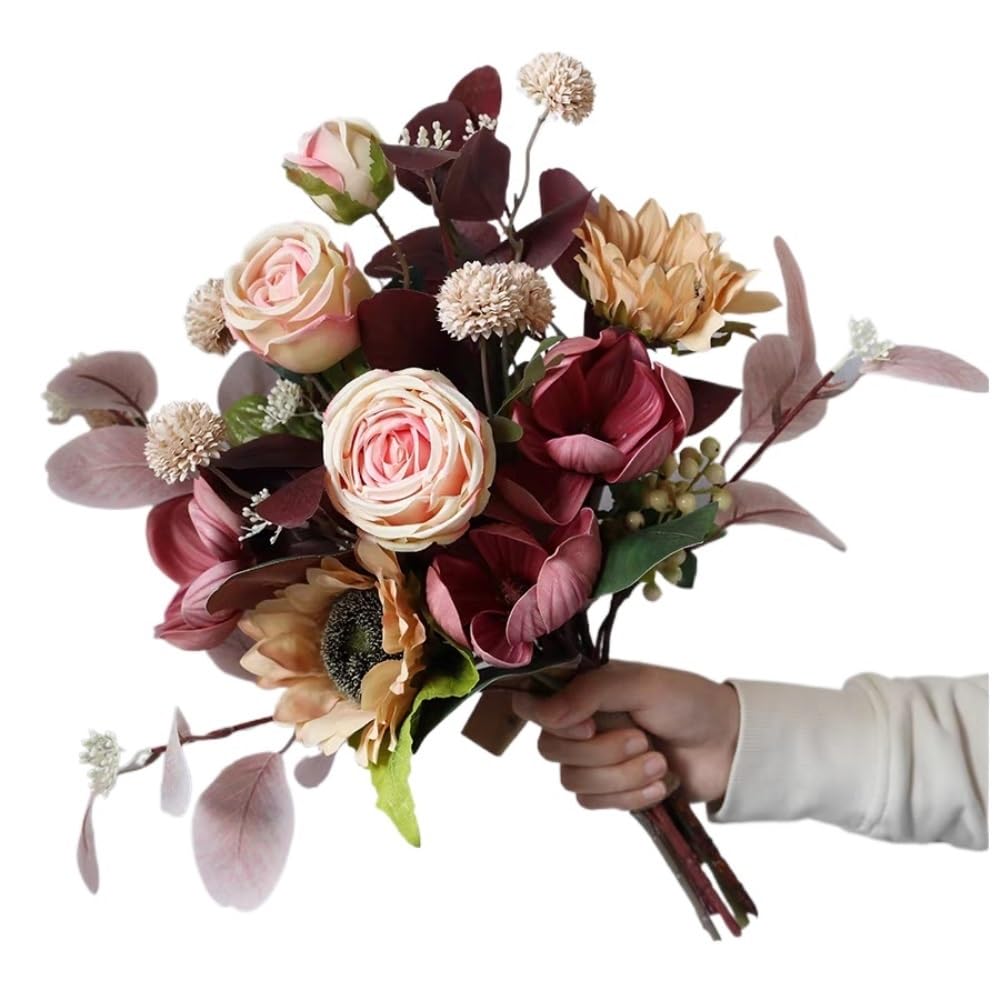 JUAKSQZYI Fake Flowers Fake Artificial Flowers Bouquet for Decoration, Silk Floral Arrangements for Rustic Home Decor Vase Decor(Purple)