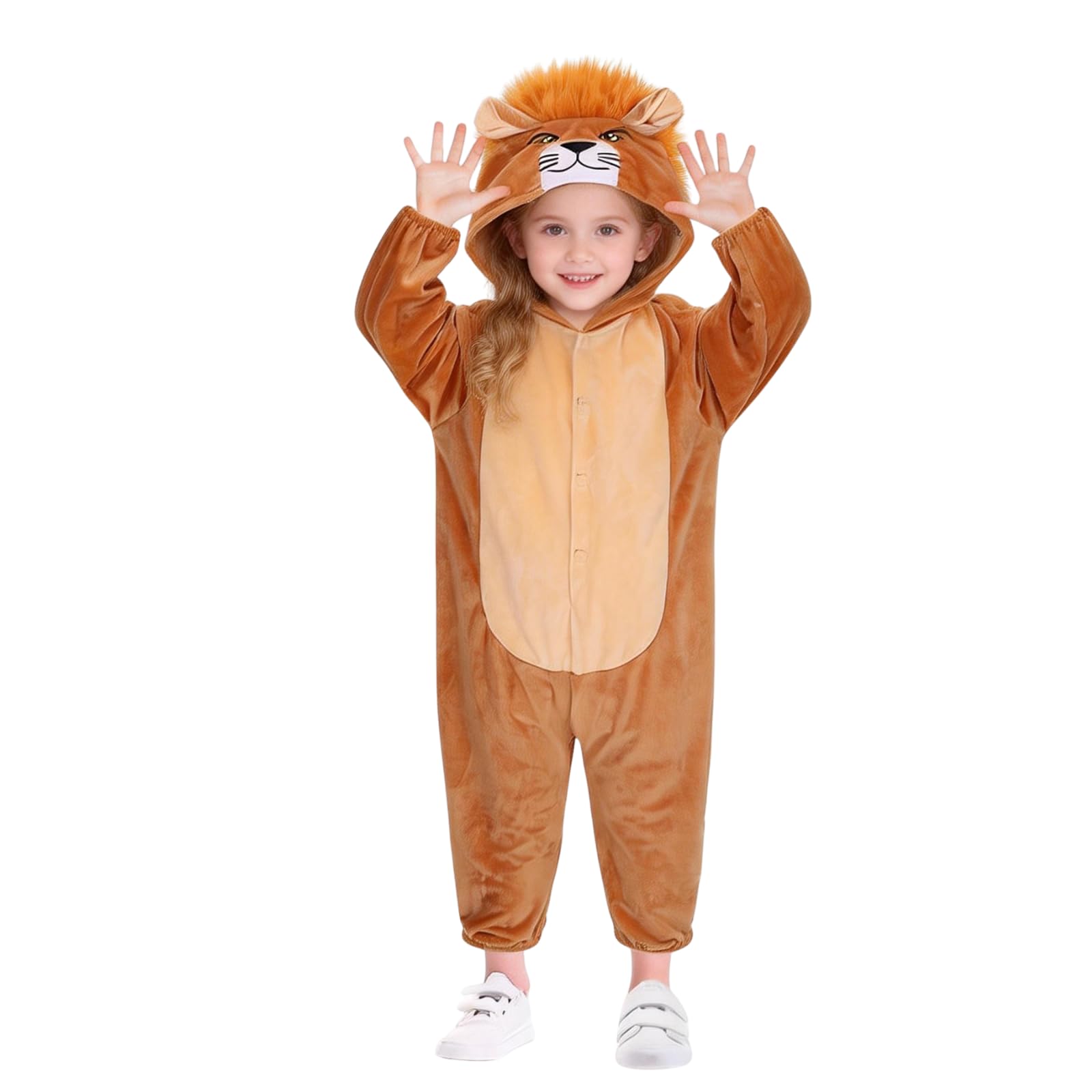 HAPNBCELE Kids Lion Animal Costume, Jumpsuit Long Sleeve Zoo Role-Playing for Children World Book Day Halloween Christmas Cosplay (Lion, M) — image 1