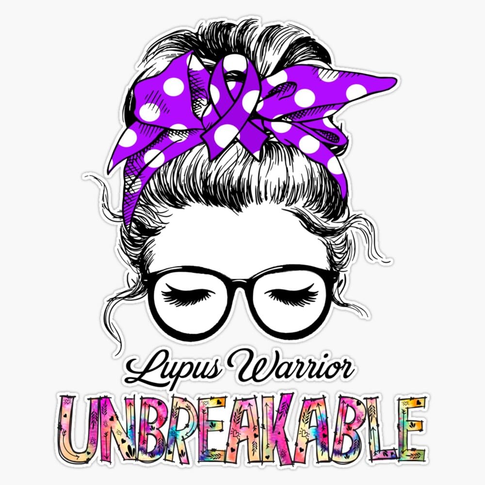 Lupus Warrior Unbreakable Lupus Ribbon Sticker Vinyl Decal Car Laptop Wall Window Bumper Sticker 5"