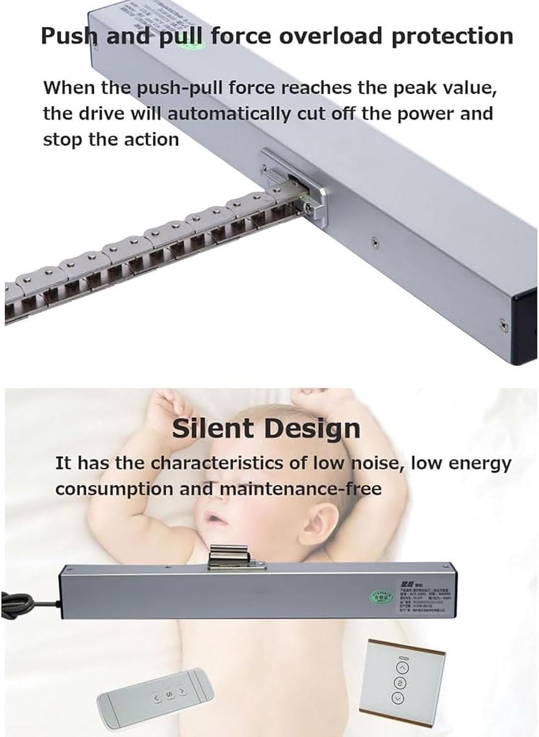 Elektrischer Fensteröffner-Kettenantrieb mit Fernbedienung & Regensensor, leises zweilagiges Design-Paar für Dachfenster & Dachlüftungsöffnungen (300 mm)