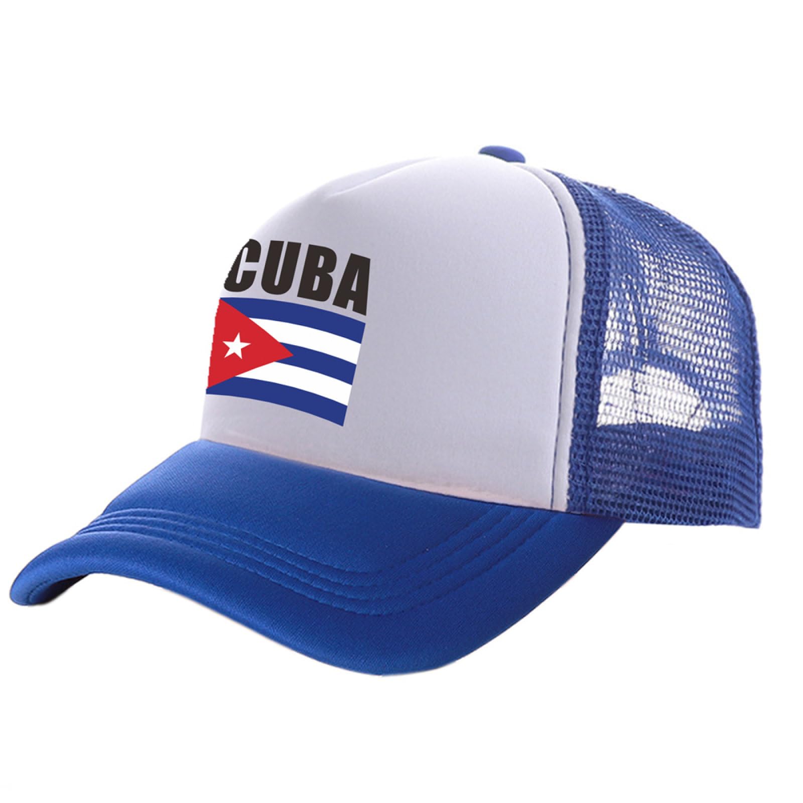 Miatcenrt Unisex Blue Cuba Trucker Cap - Men Cool Cuba Flag Hat Baseball Cap Cool Summer Mesh Net Caps, Lightweight Breathable Outdoor Hat Plain Adjustable Dad Hat,,One Size
