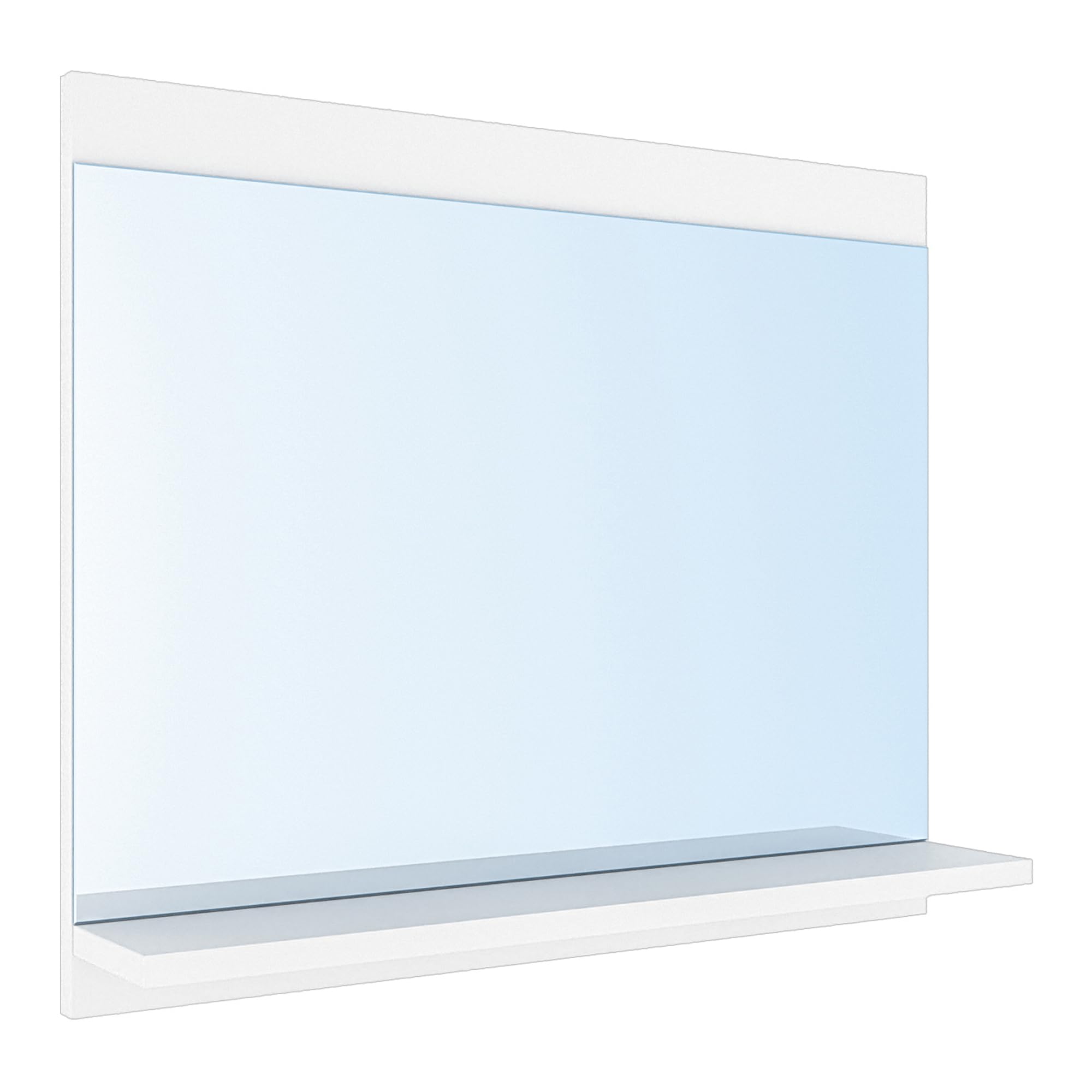 [en.casa] Specchio Rettangolare da Parete con Ripiano Integrato per Bagno Specchiera con Mensola da Appendere 50 x 60 x 12 cm Ingresso Corridoio - Bianco