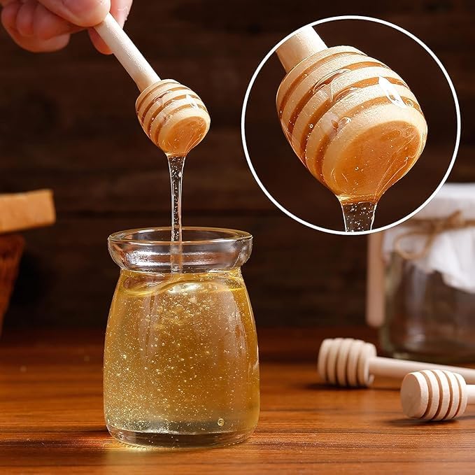 ZAEGO 3 inch Wooden Honey Dipper Stick Individually Wrapped Premium Handcrafted Long Wood Dippers, Perfect for Jar, Wedding, Shower Party Favors Drizzling Stirring Serving. 1