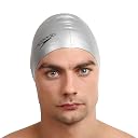 Speedo Unisex Flat Silicone Swim Cap for Men and Women - Silver gallery image