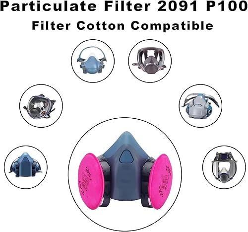 Miniatura 3 de 24 unidades (12 unidades) 2091 filtro de partículas, compatible con 6200 6000 7000 6800 FF-4 Series, instalado en 2091 filtro retenedor de filtro,