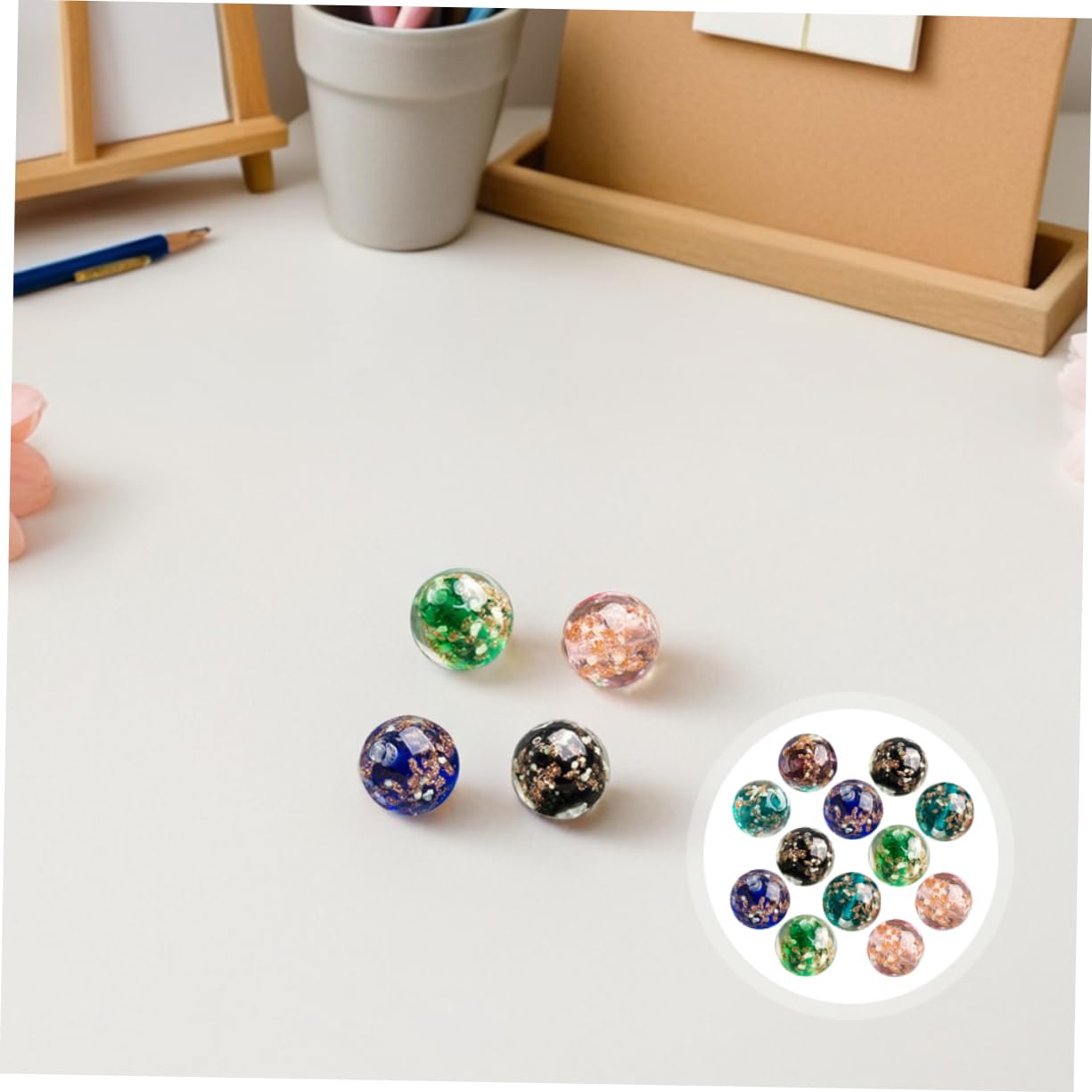 DOITOOL 4 Set Perline in Vetro Perline Rotonde Distanziali Con Liscio Per Braccialetti Fai Da Te E Creazioni Artigianali 40 Pezzi * 4