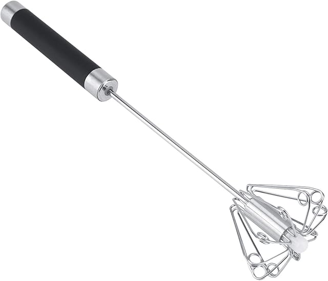 Stainless Steel Semi-Automatic Egg Whisk Hand Push Rotatable Manual Whisk Blender for Whisking, Beating, Stirring, Multifunction Kitchen Utensils, 10.4Inch