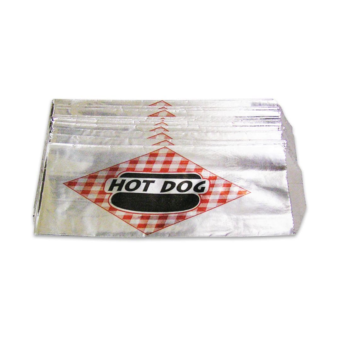 Soro Essentials- Hot Dog Foil Bags Set of 1000- Hotdog Wrapper Sleeves Hot Dog Serving Trays for Food Stands Food Trucks Take Out Delivery Home Kitchen Restaurant