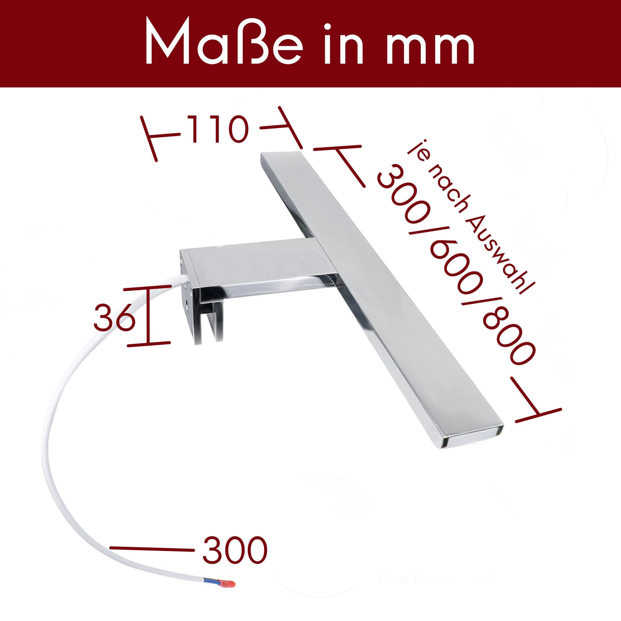 kalb | de terneros Aurinko LED Luz de baño Lámpara de baño Lámpara de espejo Lámpara de espejo Cromo 230V, 300mm - blanco cálido