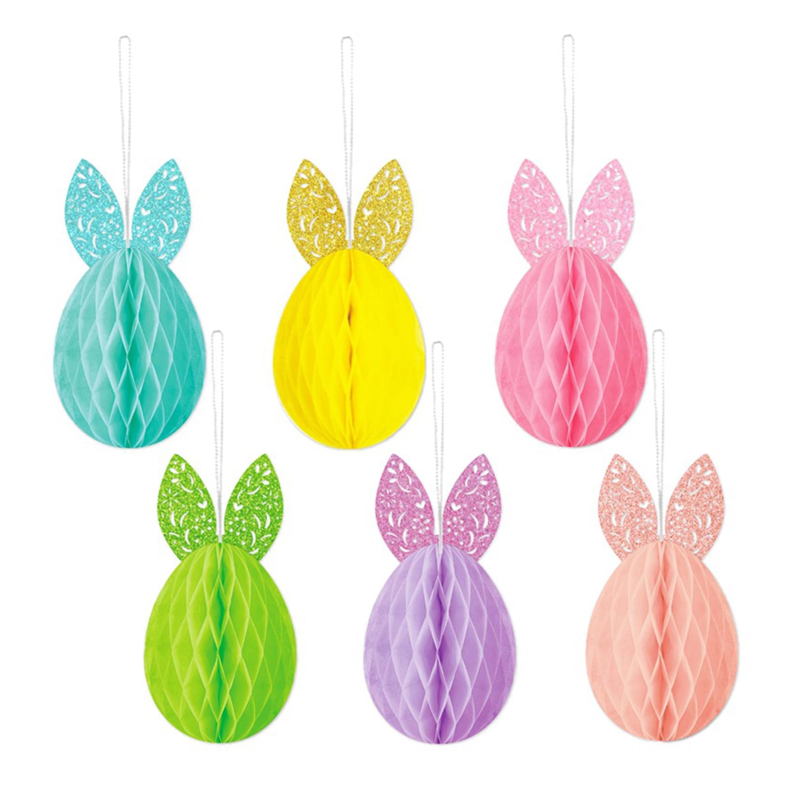 Xjdzineq 6Pcs Rabbits Eggs Shape Party Hanging Decorations Fashion Paper Pendant Suitable for Indoor and Outdoor Use Easter Party Decorations