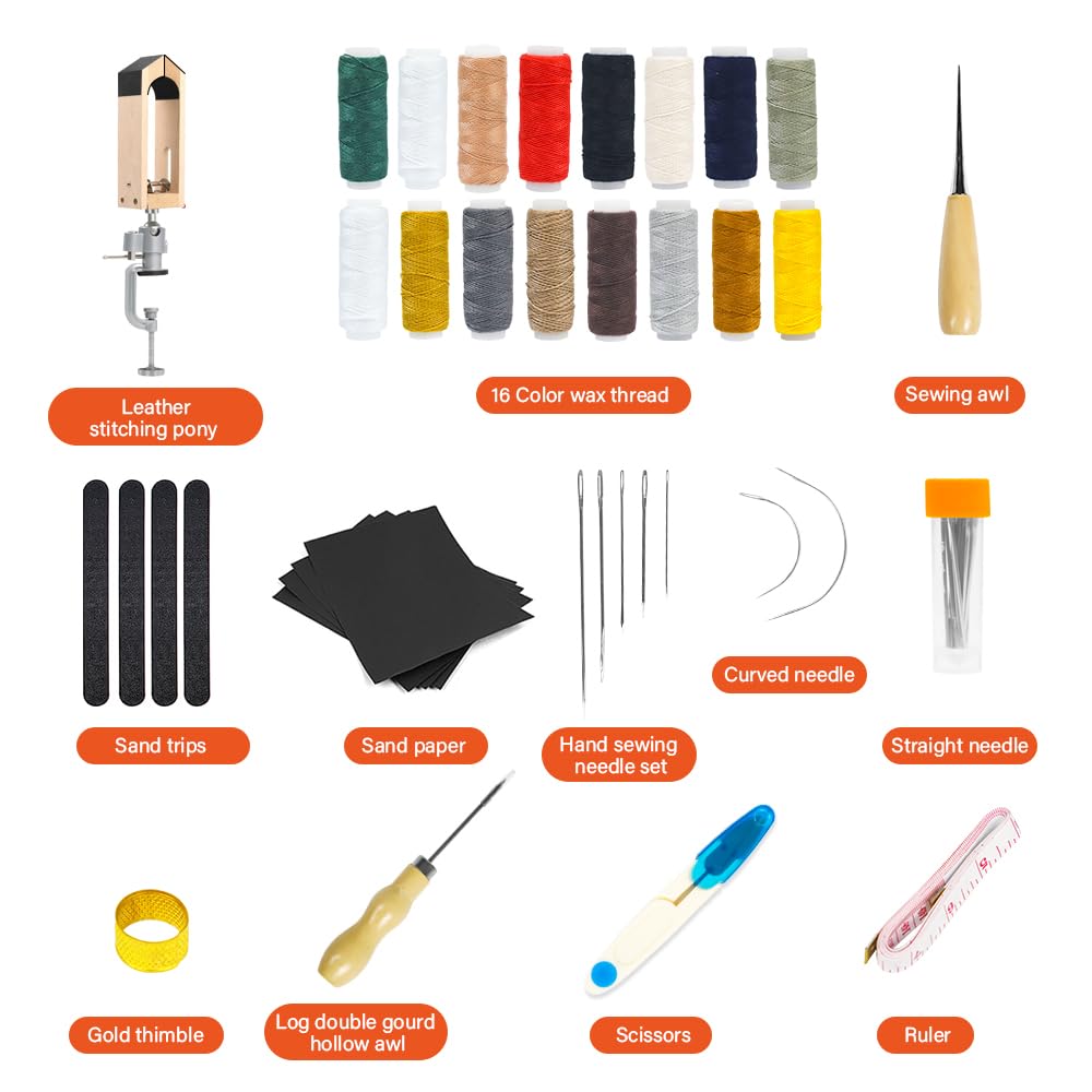 FASTTOBUY Pony de Costura de Cuero para Costura a Mano (Pony Giratorio Universal)